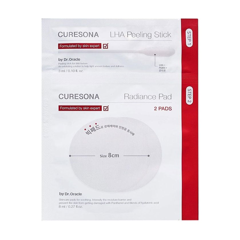 Набір для обличчя CURESONA Radiance Care Kit для надання сяйва шкірі (пілінг-пади, 8 мл + пілінг-палочка, 3 мл)